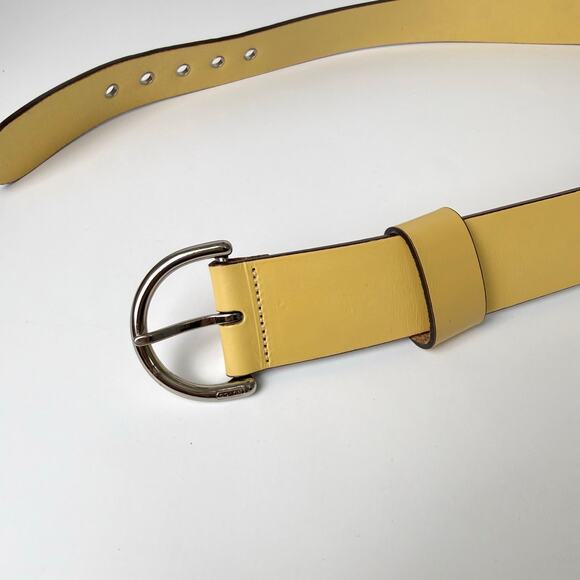 Coach Wide Leather Belt Light Yellow with Silver Grommets M 3980 main image 5